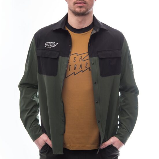 Fresh Trash UNISEX RIDER LONG SLEEVE SHIRT OLIVE GREEN/BLACK Velikost: M - Obrázek 2