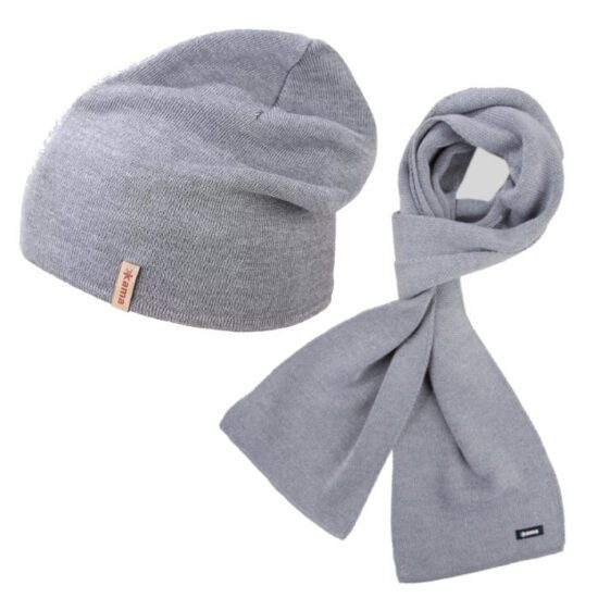 KAMA A153+S22 SET 1+1 pletená merino čepice+šála
