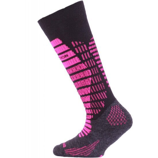 LASTING dětské merino lyžařské ponožky SJR černá/růžová Velikost: XXS/24-28