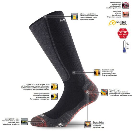 LASTING merino ponožky WinterSki&Hike WSM hořčicové Velikost: S/34-37 - Obrázek 2