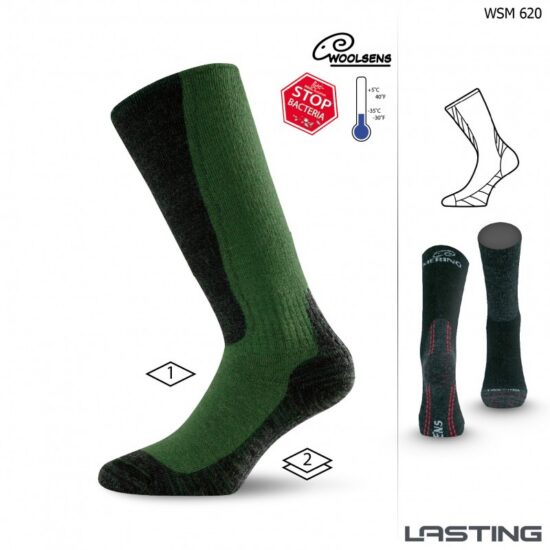 LASTING merino ponožky WinterSki&Hike WSM zelené Velikost: S/34-37 - Obrázek 2