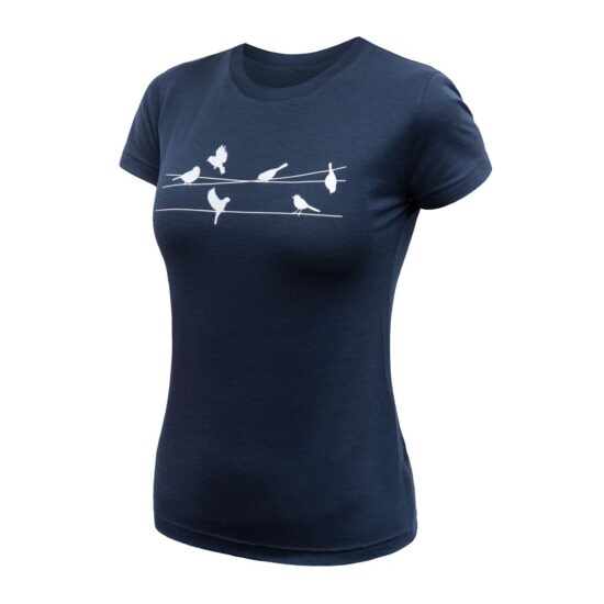 SENSOR MERINO ACTIVE SONGBIRDS dámské triko kr.rukáv deep blue Velikost: M