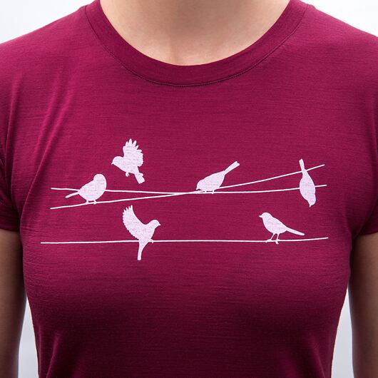 SENSOR MERINO ACTIVE SONGBIRDS dámské triko kr.rukáv lilla Velikost: XL - Obrázek 2
