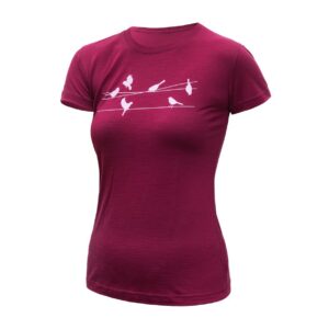 SENSOR MERINO ACTIVE SONGBIRDS dámské triko kr.rukáv lilla Velikost: XL