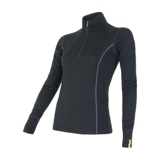 SENSOR MERINO ACTIVE dámské triko dl.rukáv stoják zip černá Velikost: L - Obrázek 2