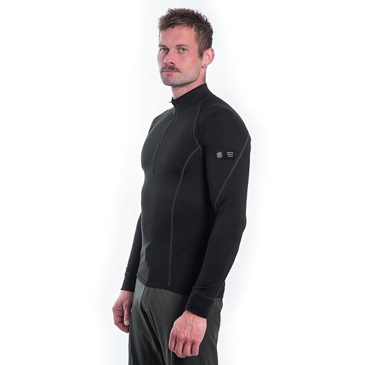 SENSOR MERINO ACTIVE pánské triko dl.rukáv stoják zip černá Velikost: XXL - Obrázek 2