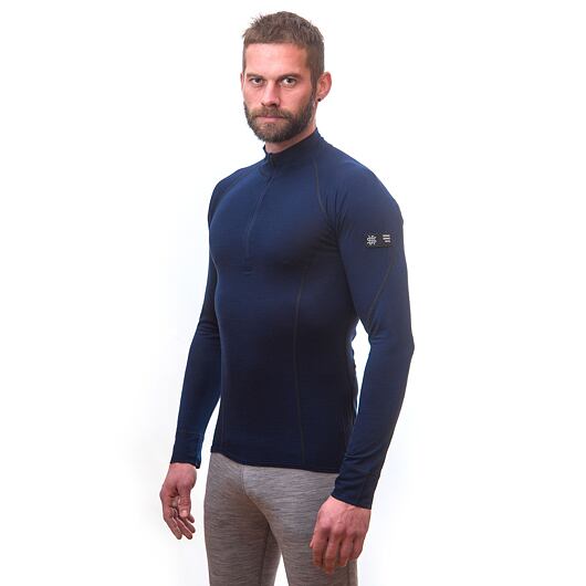 SENSOR MERINO ACTIVE pánské triko dl.rukáv stoják zip deep blue Velikost: XXL - Obrázek 2