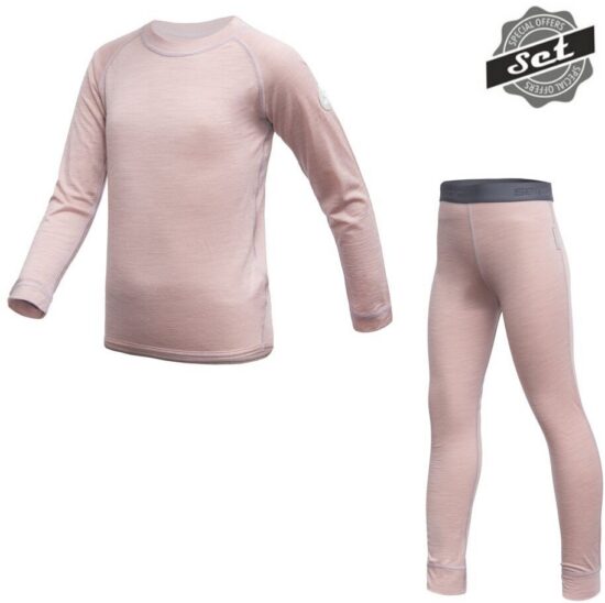SENSOR MERINO AIR SET dětský triko dl.rukáv + spodky dusty pink Velikost: 90 8592837103914