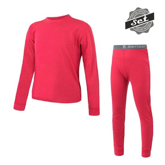 SENSOR MERINO AIR SET dětský triko dl.rukáv + spodky magenta Velikost: 120