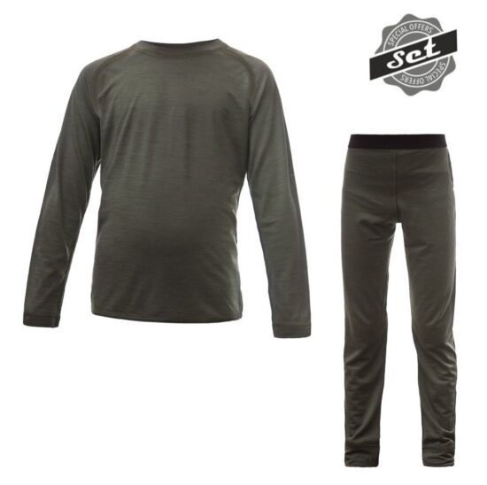 SENSOR MERINO AIR SET dětský triko dl.rukáv + spodky olive green 23200036-00 Velikost: 150