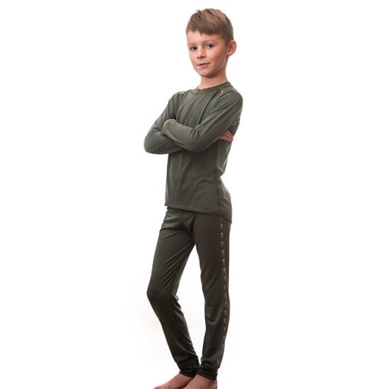SENSOR MERINO AIR SET dětský triko dl.rukáv + spodky olive green Velikost: 90 - Obrázek 2