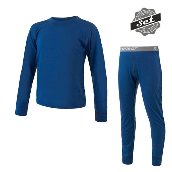 SENSOR MERINO AIR SET dětský triko dl.rukáv + spodky tm.modrá Velikost: 140