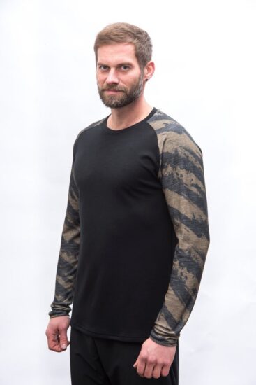 SENSOR MERINO BLEND IMPRESS pánské triko dl.rukáv černá/brush Velikost: XL - Obrázek 2