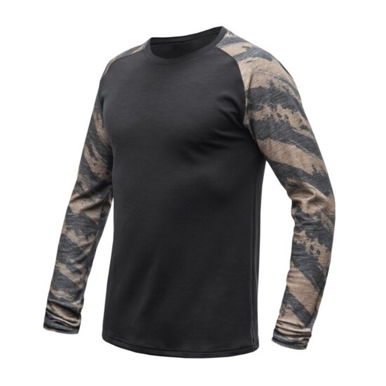 SENSOR MERINO BLEND IMPRESS pánské triko dl.rukáv černá/brush Velikost: XL