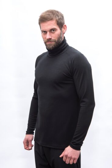SENSOR MERINO BLEND pánské triko dr.rukáv rolák černá Velikost: S - Obrázek 2