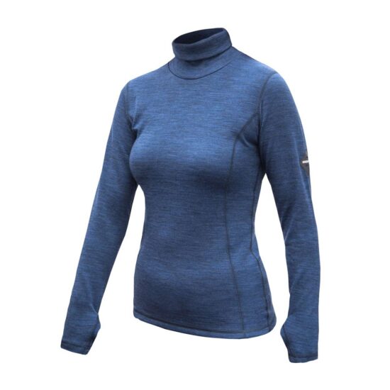 SENSOR MERINO BOLD dámské triko dl.rukáv roll neck cool blue Velikost: M