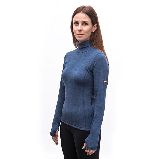 SENSOR MERINO BOLD dámské triko dl.rukáv roll neck cool blue Velikost: S - Obrázek 2