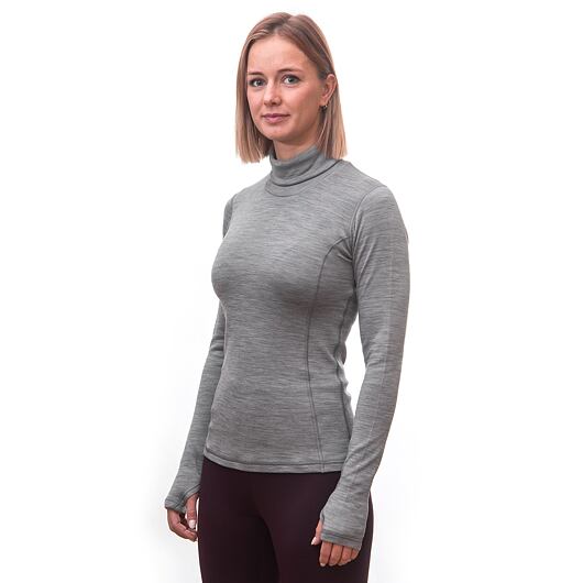 SENSOR MERINO BOLD dámské triko dl.rukáv roll neck cool gray Velikost: S - Obrázek 2