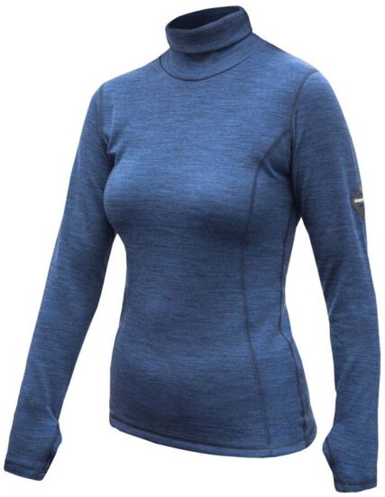 SENSOR MERINO BOLD dámské triko roll neck dl.rukáv cool blue Velikost: M 8592837101361