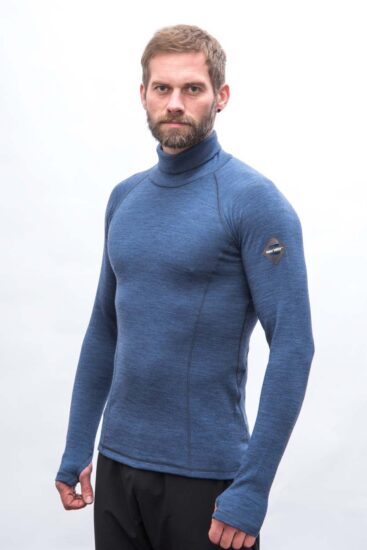 SENSOR MERINO BOLD pánské triko dl.rukáv roll neck cool blue Velikost: S - Obrázek 2