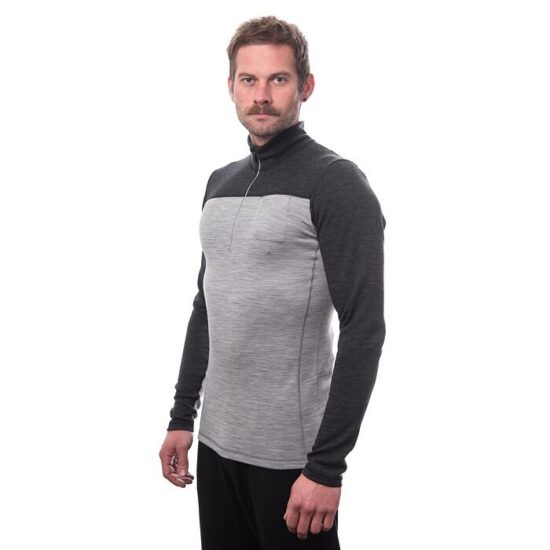 SENSOR MERINO BOLD pánské triko dl.rukáv zip cool gray/anthracite Velikost: XL - Obrázek 2