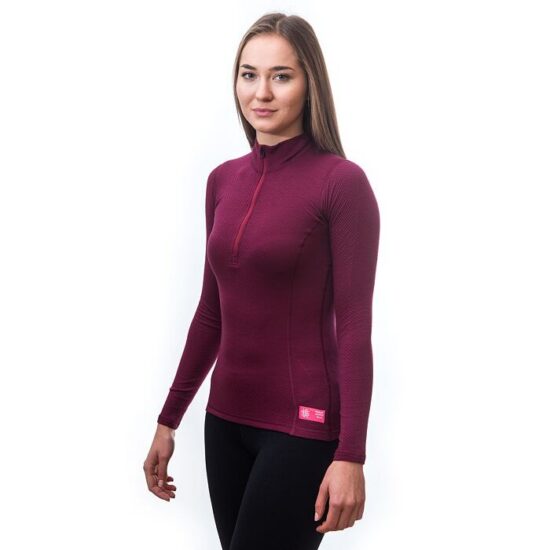 SENSOR MERINO DF dámské triko dl.rukáv zip lilla Velikost: M - Obrázek 2