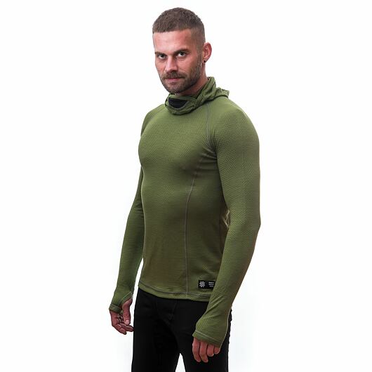 SENSOR MERINO DF pánské triko dl.rukáv s kapucí safari Velikost: XXL - Obrázek 2