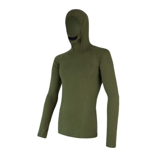 SENSOR MERINO DF pánské triko dl.rukáv s kapucí safari Velikost: XXL