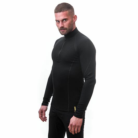 SENSOR MERINO DF pánské triko dl.rukáv zip černá Velikost: L - Obrázek 2