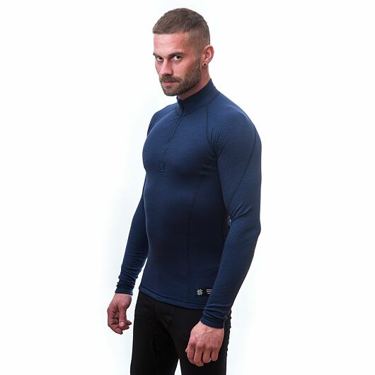 SENSOR MERINO DF pánské triko dl.rukáv zip deep blue Velikost: XXL - Obrázek 2