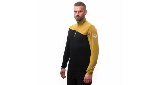 SENSOR MERINO EXTREME pánské triko dl.rukáv zip mustard/černá Velikost: S - Obrázek 2