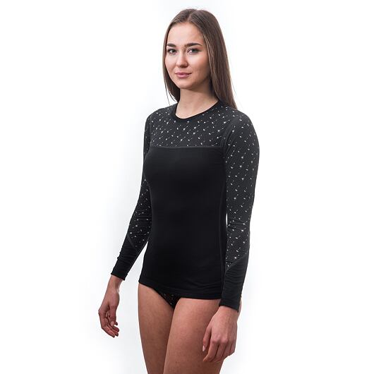 SENSOR MERINO IMPRESS dámské triko dl.rukáv černá/pattern Velikost: S - Obrázek 2