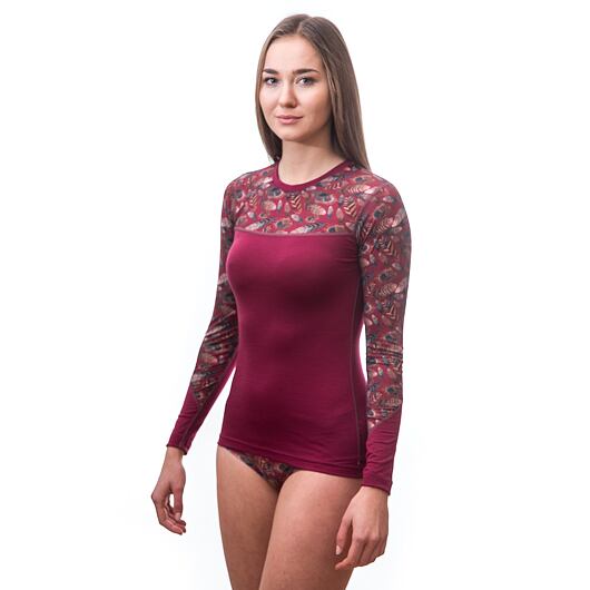 SENSOR MERINO IMPRESS dámské triko dl.rukáv lilla/feather Velikost: S - Obrázek 2