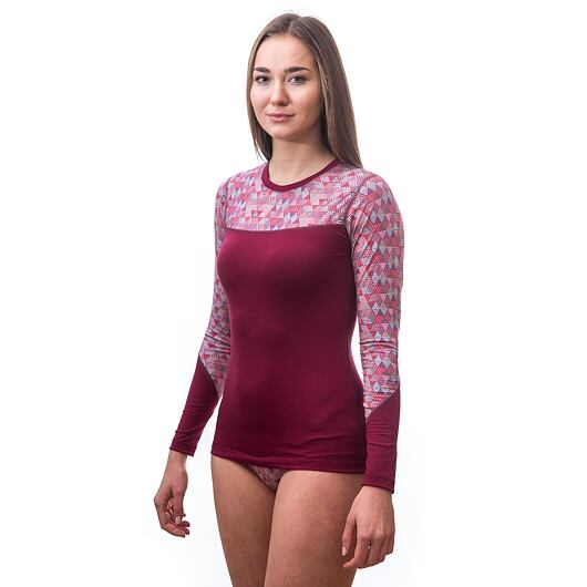 SENSOR MERINO IMPRESS dámské triko dl.rukáv lilla/pattern Velikost: L - Obrázek 2