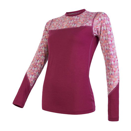 SENSOR MERINO IMPRESS dámské triko dl.rukáv lilla/pattern Velikost: M