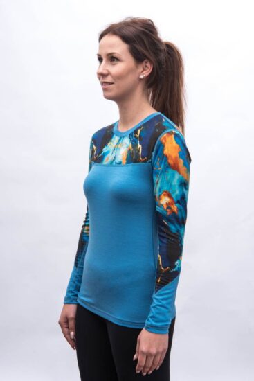 SENSOR MERINO IMPRESS dámské triko dl.rukáv modrá/universe Velikost: S - Obrázek 2