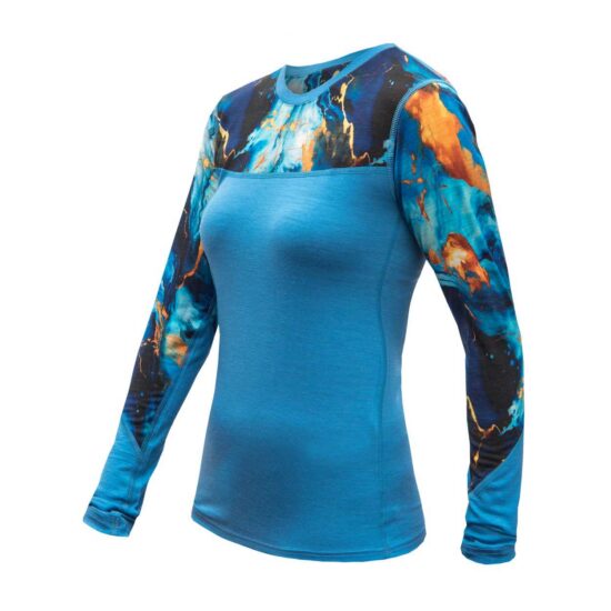 SENSOR MERINO IMPRESS dámské triko dl.rukáv modrá/universe Velikost: S