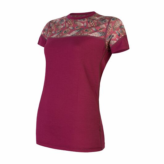 SENSOR MERINO IMPRESS dámské triko kr.rukáv lilla/feather Velikost: XL