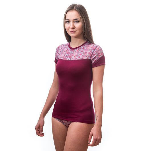 SENSOR MERINO IMPRESS dámské triko kr.rukáv lilla/pattern Velikost: S - Obrázek 2