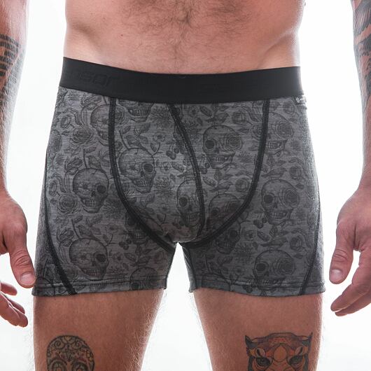 SENSOR MERINO IMPRESS pánské trenky černá/SKULLS Velikost: S - Obrázek 2