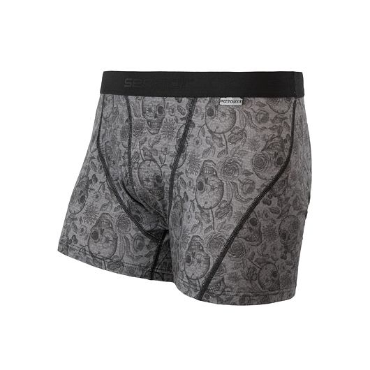 SENSOR MERINO IMPRESS pánské trenky černá/SKULLS Velikost: S