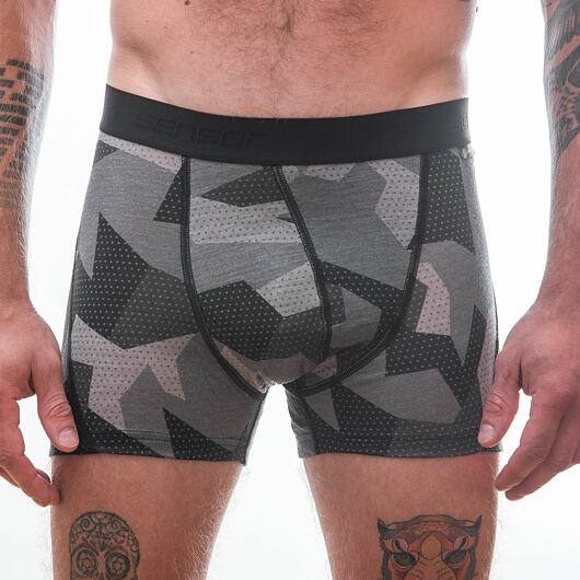 SENSOR MERINO IMPRESS pánské trenky černá/camo Velikost: M - Obrázek 2