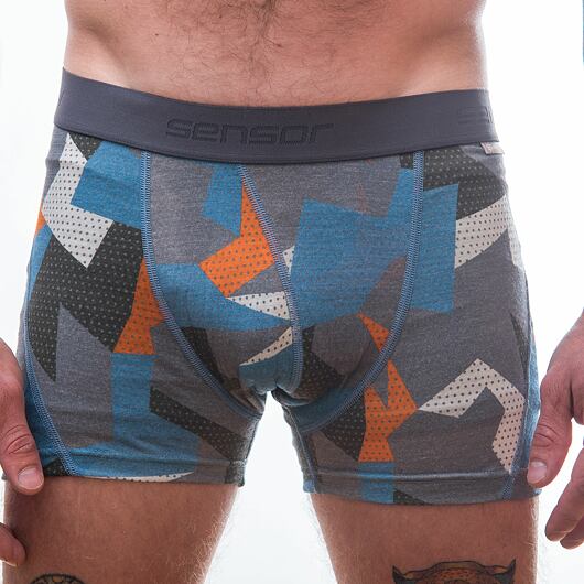 SENSOR MERINO IMPRESS pánské trenky modrá/camo Velikost: XXL - Obrázek 2