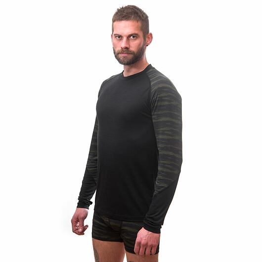 SENSOR MERINO IMPRESS pánské triko dl.rukáv černá/batik Velikost: XXL - Obrázek 2