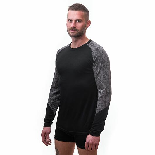 SENSOR MERINO IMPRESS pánské triko dl.rukáv černá/skulls Velikost: M - Obrázek 2