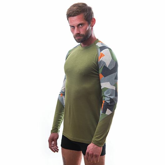 SENSOR MERINO IMPRESS pánské triko dl.rukáv safari/camo Velikost: M - Obrázek 2