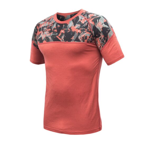 SENSOR MERINO IMPRESS pánské triko kr. rukáv terracotta/rush Velikost: S
