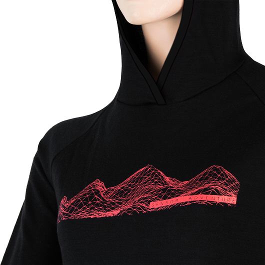 SENSOR MERINO UPPER MOUNTAINS dámská mikina klokanka černá Velikost: L - Obrázek 2