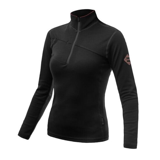 SENSOR MERINO UPPER dámská mikina krátký zip černá Velikost: L
