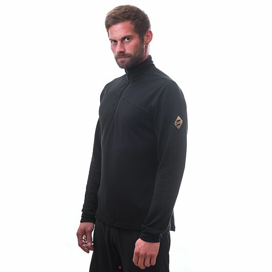 SENSOR MERINO UPPER pánská mikina krátký zip černá Velikost: S - Obrázek 2